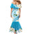 Guam Chamorro Guasali Flowers Family Matching Mermaid Dress and Hawaiian Shirt Aqua Gradient