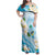 Guam Chamorro Guasali Flowers Family Matching Off Shoulder Maxi Dress and Hawaiian Shirt Aqua Gradient