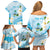 Guam Chamorro Guasali Flowers Family Matching Off Shoulder Short Dress and Hawaiian Shirt Aqua Gradient