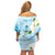 Guam Chamorro Guasali Flowers Family Matching Off Shoulder Short Dress and Hawaiian Shirt Aqua Gradient