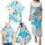 Guam Chamorro Guasali Flowers Family Matching Puletasi and Hawaiian Shirt Aqua Gradient