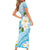 Guam Chamorro Guasali Flowers Family Matching Short Sleeve Bodycon Dress and Hawaiian Shirt Aqua Gradient