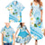 Guam Chamorro Guasali Flowers Family Matching Summer Maxi Dress and Hawaiian Shirt Aqua Gradient