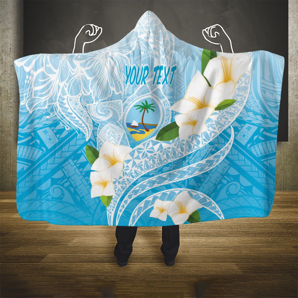 Guam Chamorro Guasali Flowers Hooded Blanket Aqua Gradient LT7 One Size Aquamarine - Polynesian Pride