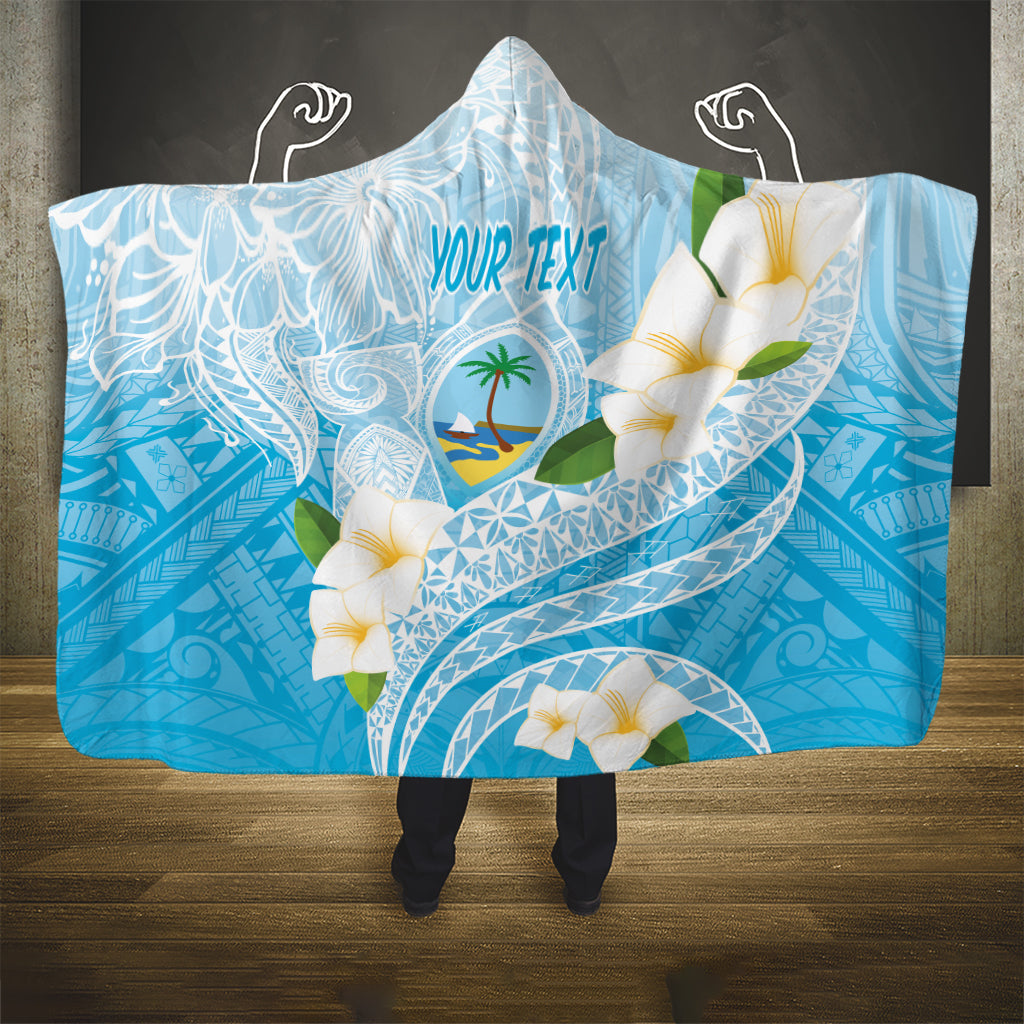 Guam Chamorro Guasali Flowers Hooded Blanket Aqua Gradient LT7