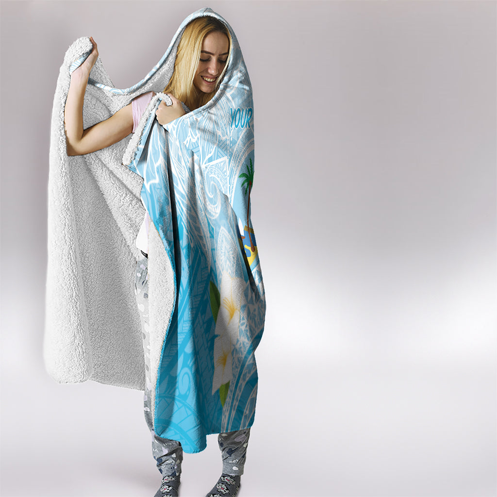 Guam Chamorro Guasali Flowers Hooded Blanket Aqua Gradient LT7 - Polynesian Pride