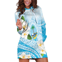 Guam Chamorro Guasali Flowers Hoodie Dress Aqua Gradient LT7 Aquamarine - Polynesian Pride