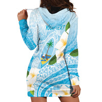 Guam Chamorro Guasali Flowers Hoodie Dress Aqua Gradient LT7 - Polynesian Pride