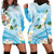 Guam Chamorro Guasali Flowers Hoodie Dress Aqua Gradient