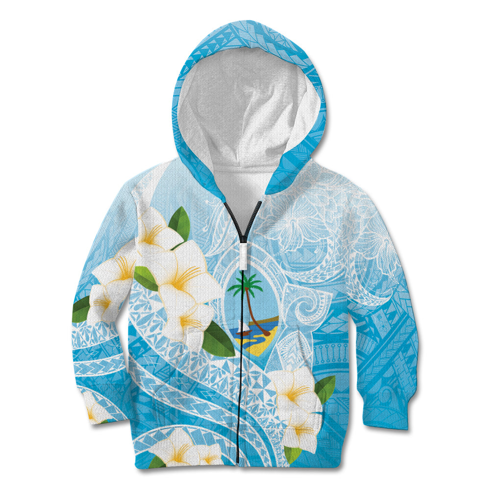 Guam Chamorro Guasali Flowers Kid Hoodie Aqua Gradient LT7 Zip Hoodie Aquamarine - Polynesian Pride