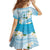 Guam Chamorro Guasali Flowers Kid Short Sleeve Dress Aqua Gradient