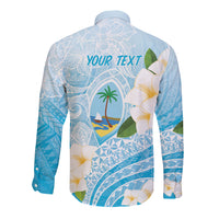 Guam Chamorro Guasali Flowers Long Sleeve Button Shirt Aqua Gradient LT7 - Polynesian Pride