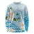 Guam Chamorro Guasali Flowers Long Sleeve Shirt Aqua Gradient