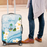 Guam Chamorro Guasali Flowers Luggage Cover Aqua Gradient LT7 Aquamarine - Polynesian Pride