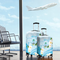 Guam Chamorro Guasali Flowers Luggage Cover Aqua Gradient LT7 - Polynesian Pride