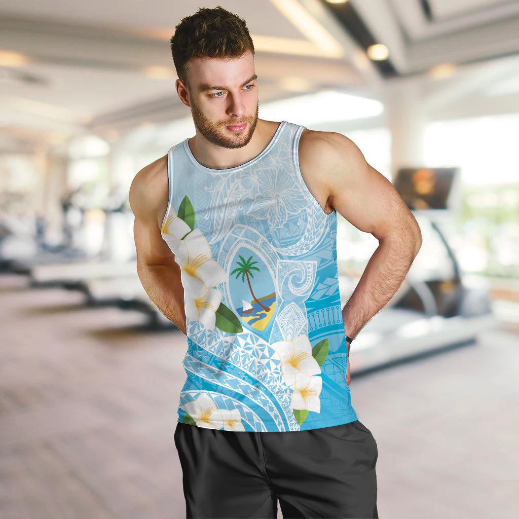 Guam Chamorro Guasali Flowers Men Tank Top Aqua Gradient LT7 Aquamarine - Polynesian Pride
