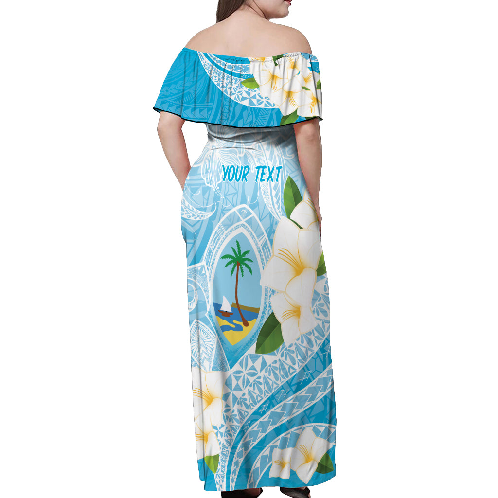 Guam Chamorro Guasali Flowers Off Shoulder Maxi Dress Aqua Gradient LT7 - Polynesian Pride