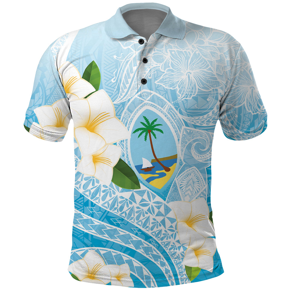 Guam Chamorro Guasali Flowers Polo Shirt Aqua Gradient