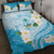 Guam Chamorro Guasali Flowers Quilt Bed Set Aqua Gradient LT7