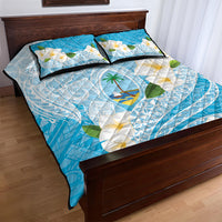 Guam Chamorro Guasali Flowers Quilt Bed Set Aqua Gradient LT7 - Polynesian Pride