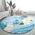 Guam Chamorro Guasali Flowers Round Carpet Aqua Gradient LT7