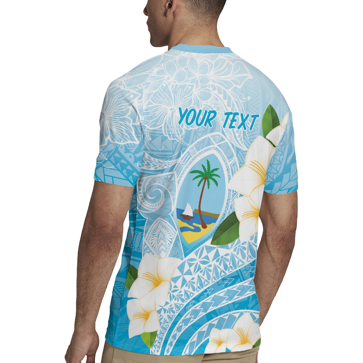 Guam Chamorro Guasali Flowers Rugby Jersey Aqua Gradient LT7 - Polynesian Pride