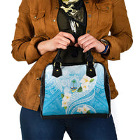 Guam Chamorro Guasali Flowers Shoulder Handbag Aqua Gradient LT7 - Polynesian Pride