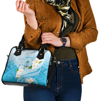 Guam Chamorro Guasali Flowers Shoulder Handbag Aqua Gradient LT7 - Polynesian Pride