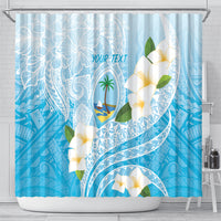 Guam Chamorro Guasali Flowers Shower Curtain Aqua Gradient LT7 - Polynesian Pride