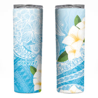 Guam Chamorro Guasali Flowers Skinny Tumbler Aqua Gradient LT7 Aquamarine - Polynesian Pride