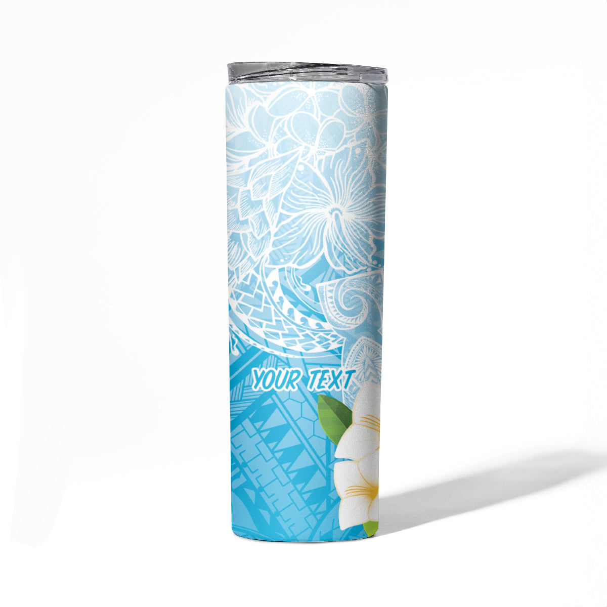 Guam Chamorro Guasali Flowers Skinny Tumbler Aqua Gradient LT7 - Polynesian Pride