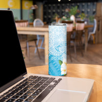 Guam Chamorro Guasali Flowers Skinny Tumbler Aqua Gradient LT7 - Polynesian Pride