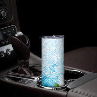 Guam Chamorro Guasali Flowers Skinny Tumbler Aqua Gradient LT7 - Polynesian Pride
