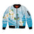 Guam Chamorro Guasali Flowers Sleeve Zip Bomber Jacket Aqua Gradient