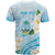 Guam Chamorro Guasali Flowers T Shirt Aqua Gradient