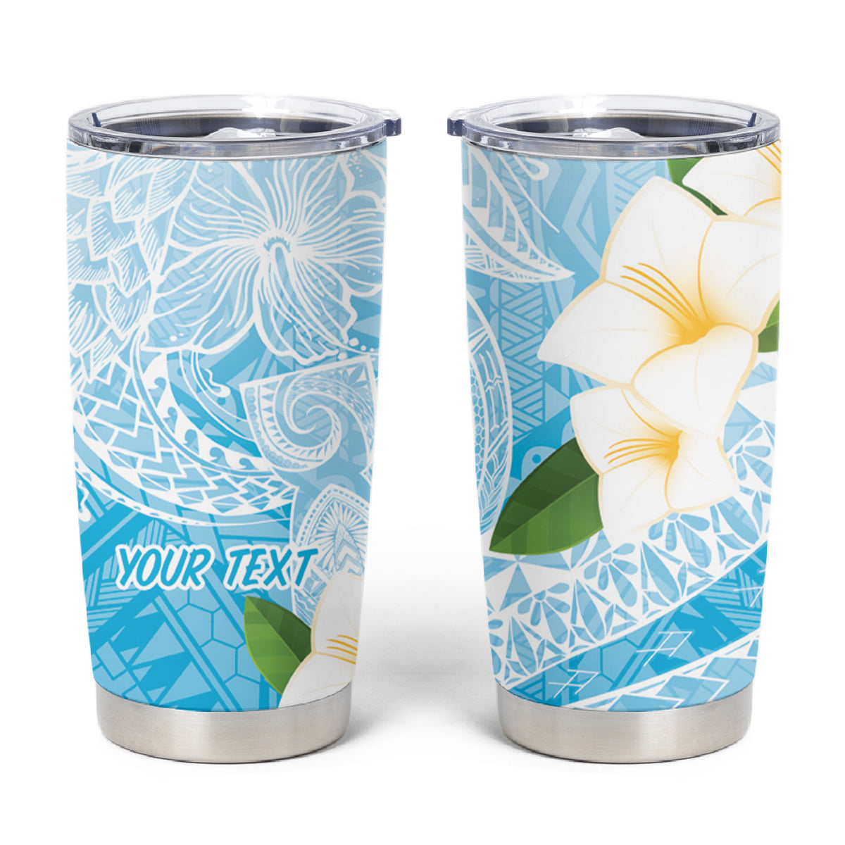 Guam Chamorro Guasali Flowers Tumbler Cup Aqua Gradient LT7 Aquamarine - Polynesian Pride