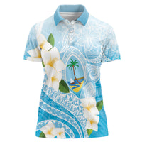 Guam Chamorro Guasali Flowers Women Polo Shirt Aqua Gradient LT7 Female Aquamarine - Polynesian Pride
