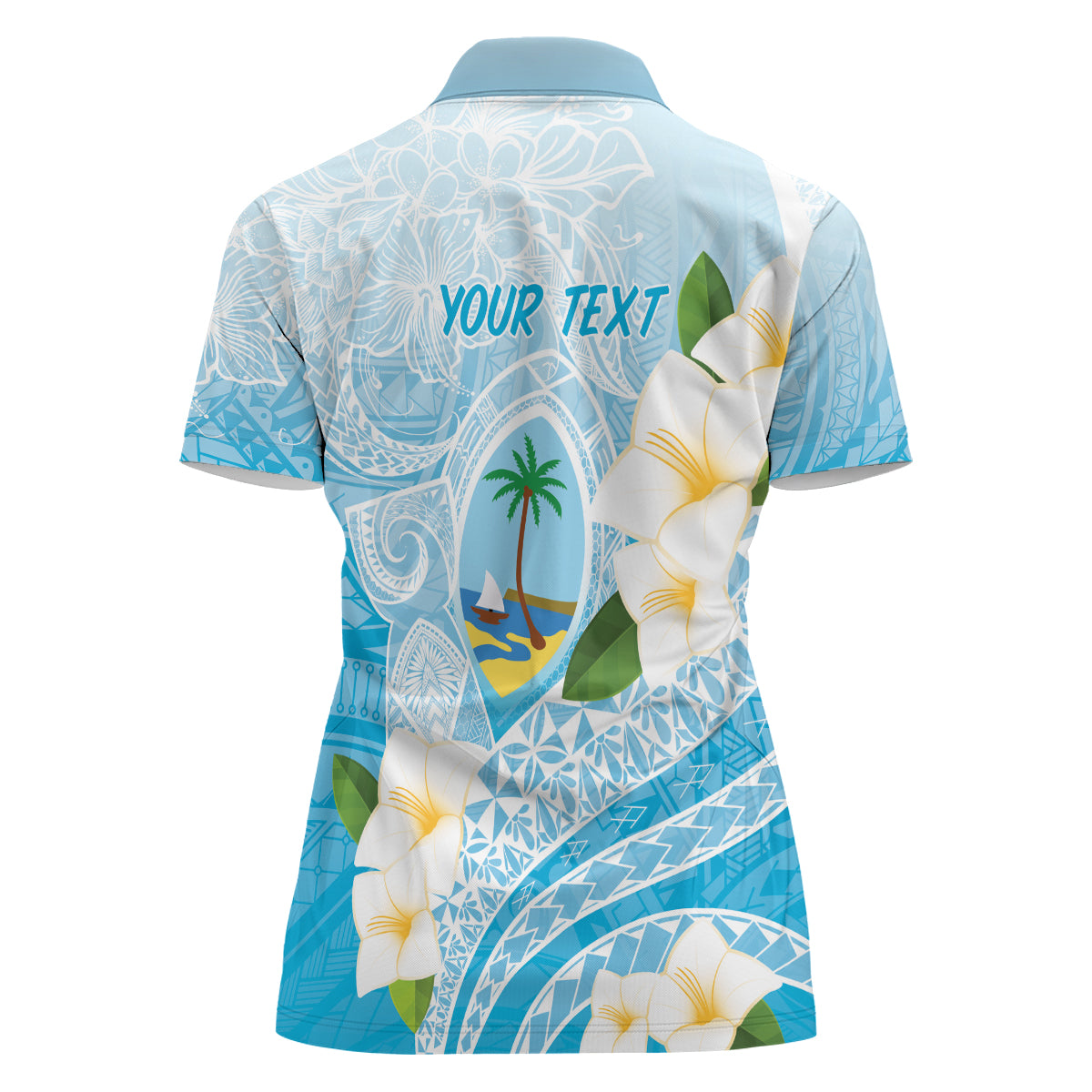 Guam Chamorro Guasali Flowers Women Polo Shirt Aqua Gradient LT7 - Polynesian Pride