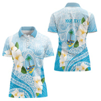 Guam Chamorro Guasali Flowers Women Polo Shirt Aqua Gradient LT7 - Polynesian Pride
