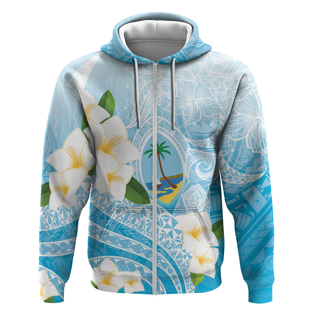 Guam Chamorro Guasali Flowers Zip Hoodie Aqua Gradient LT7 Zip Hoodie Aquamarine - Polynesian Pride