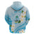 Guam Chamorro Guasali Flowers Zip Hoodie Aqua Gradient