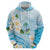 Guam Chamorro Guasali Flowers Zip Hoodie Aqua Gradient