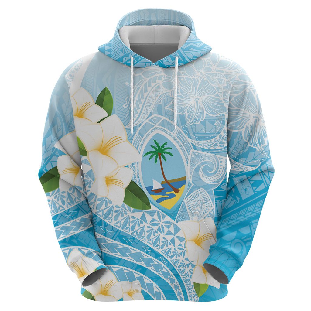 Guam Chamorro Guasali Flowers Zip Hoodie Aqua Gradient LT7 - Polynesian Pride