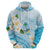 Guam Chamorro Guasali Flowers Zip Hoodie Aqua Gradient