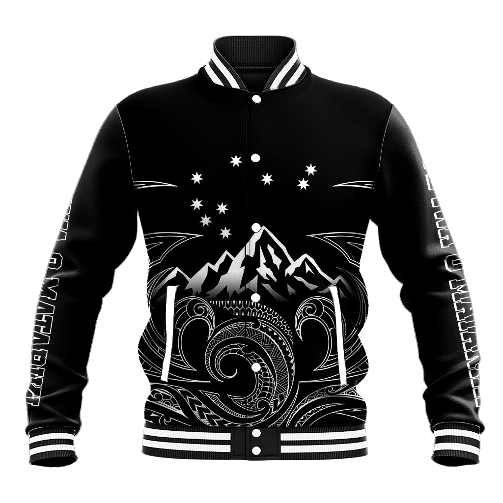 New Zealand Baseball Jacket Maori Te Iwa o Matariki LT7 Unisex Black - Polynesian Pride