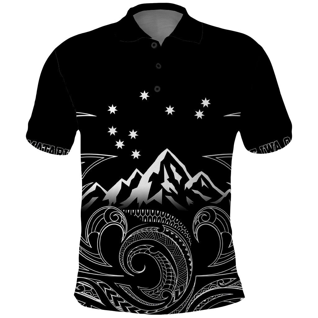 Personalised New Zealand Polo Shirt Maori Te Iwa o Matariki LT7 Black - Polynesian Pride