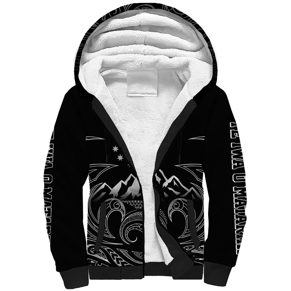 Personalised New Zealand Sherpa Hoodie Maori Te Iwa o Matariki LT7 Unisex Black - Polynesian Pride