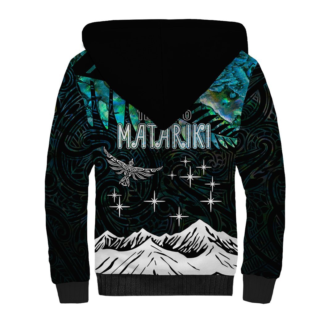 Personalised Maori New Year Sherpa Hoodie Matariki Mix Paua Shell LT7 - Polynesian Pride