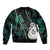 Personalised New Zealand Bomber Jacket Paua Shell Maori Manaia with Silver Ferns LT7 - Polynesian Pride