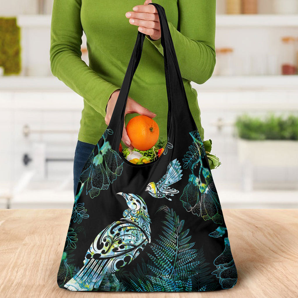 Aotearoa Maori Mahuru Grocery Bag Spring Time - Paua Shell Green LT7 - Polynesian Pride